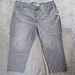 Old Navy Jeans Plus 30 Curvy Gray Ankle High‎ Waist Raw Hem Straight Leg Stretch